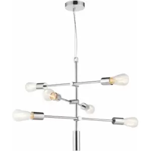 Ceiling Pendant Light Chrome Plate 6 x 60W E27 Dimmable Multi Arm Lamp