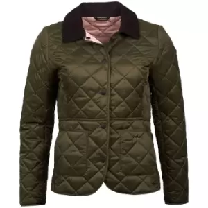 Barbour Womens Deveron Quilted Jacket Olive/Pale Pink 16