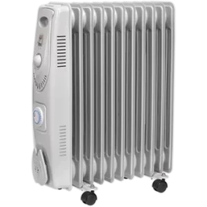 Sealey RD2500T Oil Filled Radiator with Thermostat and Timer 240v