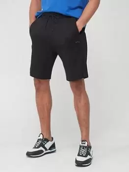 BOSS Boss Headlo Curved Logo Jersey Shorts, Black, Size L, Men