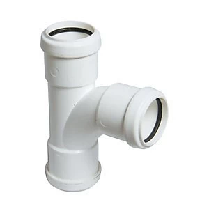 FloPlast WP22W Push-Fit Waste 92.5 Deg Equal Tee - White 32mm