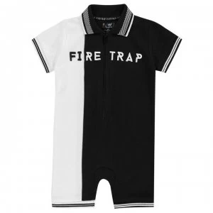 Firetrap Pique Romper Baby Boys - Black/White