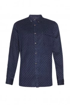 Mens French Connection Chain Lock Corduroy Shirt Blue