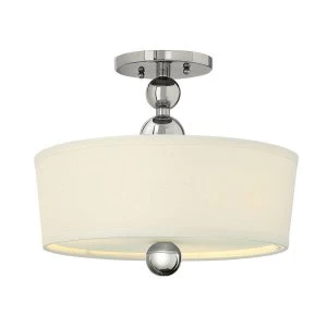 3 Light Semi Flush Ceiling Light Polished Nickel, E27