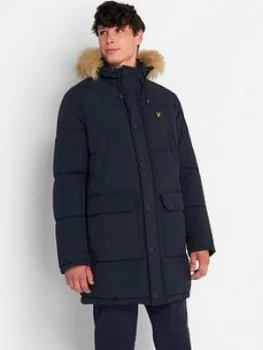 Lyle & Scott Heavyweight Longline Padded Jacket - Dark Navy, Size XL, Men