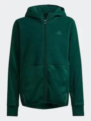 adidas Designed To Move Fleece Hoodie (gender Neutral), Green, Size 11-12 Years