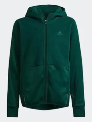 adidas Designed To Move Fleece Hoodie (gender Neutral), Green, Size 9-10 Years