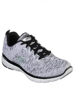 Skechers Flex Appeal 3.0 Trainer - Grey/Black, Size 3, Women