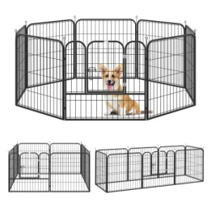 Pawhut Heavy Duty Dog Pens Pet Puppy Metal PlayPen Rabbit Pig Hutch Run Enclosure Foldable Black 79 x 79cm (Medium)