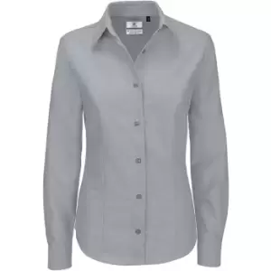 B&C Ladies Oxford Long Sleeve Shirt / Ladies Shirts & Blouses (4XL) (Silver Moon)