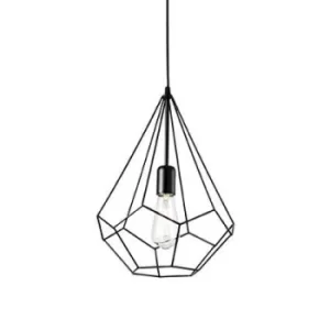 Ampolla 1 Light Ceiling Pendant Matt Black Cage Style, E27