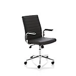 Executive Chair Ezra Black Leather With Fixed Padded Arms