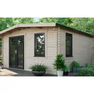 Power Sheds 16 x 14ft Left Hand Door Apex Chalet Log Cabin