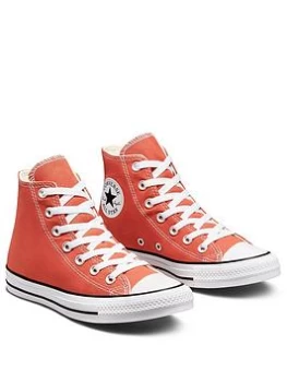 Converse Chuck Taylor All Star Partially Recycled Cotton Hi Top Plimsolls - Orange/White, Orange/White, Size 7, Women