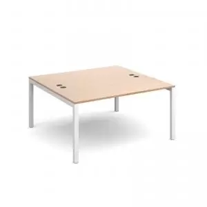 Connex back to back desks 1400mm x 1600mm - white frame and beech top