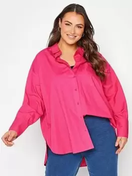 Yours Oversized Poplin Shirt Pink, Size 34-36, Women