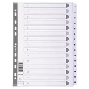 Exacompta Indices Dividers A4, 15 Part, 1-15, White, Pack of 20