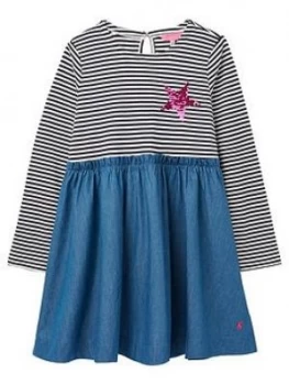 Joules Girls Hampton Stripe Dress - Blue, Size 9-10 Years, Women