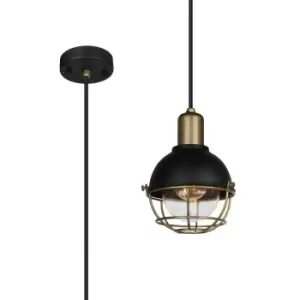 Pavilion Ceiling Pendant, E27, IP65, Sand Black, Antique Brass