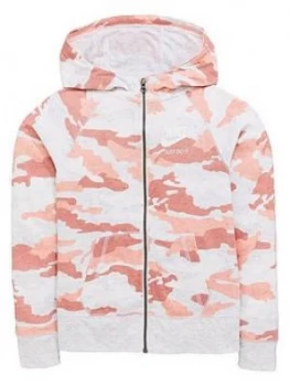 Nike Sportswear Older Girls Vintage Camo Hoodie PinkGrey Camo Size Xs6 8 Years Women