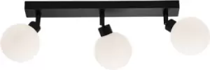 KnightsBridge 230V IP44 G9 Triple Bar Spotlight with Round Frosted Glass - Matt Black