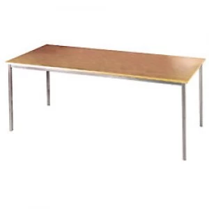 Dams International Straight Table with Beech Coloured MFC & Steel Top and Silver Frame Flexi 1400 x 800 x 720mm