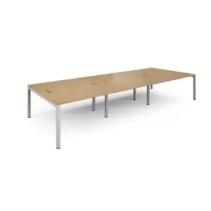 Bench Desk 6 Person Rectangular Desks 4200mm Oak Tops With White Frames 1600mm Depth Connex