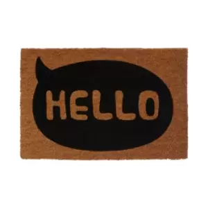 Premier Housewares Natrual and Black Coir Doormat - Hello