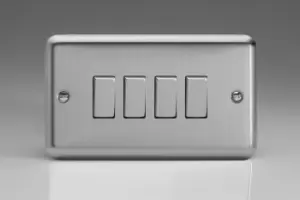 Varilight Classic 4 Gang Rocker Switch with Decorative Insert (Quad XS9D) - Matt Chrome - XS9D