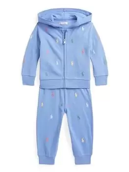 Ralph Lauren Baby Boy Hoodie And Jogger Set - Blue Size 3 Months