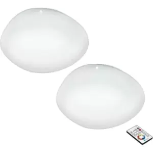 2 PACK Flush Ceiling Light White Shade White Plastic With Crystal Effect LED 21W