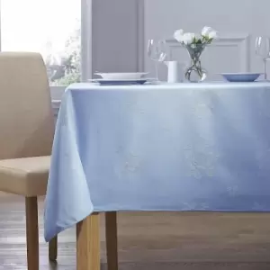 Damask Rose Tablecloth 70 Rectangle For Dining Table Easycare - Blue