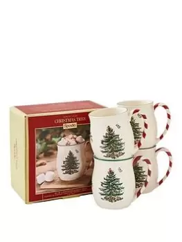 Spode Christmas Tree Set Of 4 Christmas Mugs With Peppermint Handle