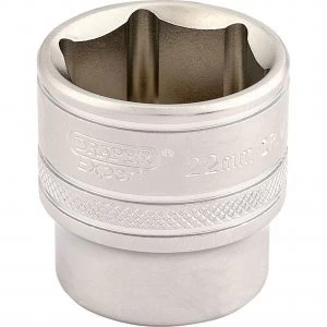 Draper 3/8" Drive Satin Finish Hexagon Socket Metric 3/8" 22mm