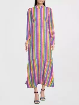 Olivia Rubin Agnes Printed High Neck Midi Dress - Multi