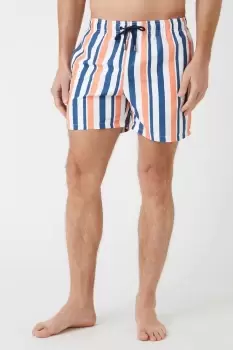 Mens Orange Bold Stripe Swim Short