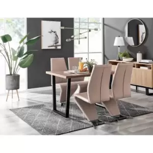 Furniture Box Kylo Brown Wood Effect Dining Table and 4 Cappuccino Willow Chairs