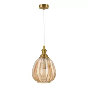 Fishers Globe Pendant Ceiling Light Brass Metal Champagne Glass LED E27 - Merano