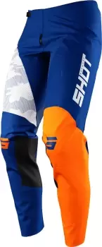 Shot Contact Camo Motocross Pants, blue-orange, Size 36, blue-orange, Size 36