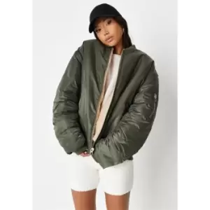 Missguided Oversized Borg Bomber - Green