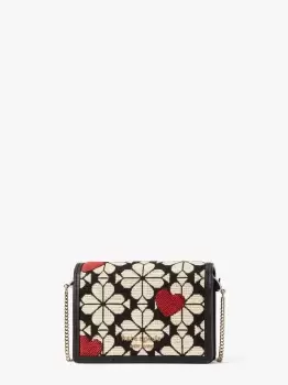 Kate Spade Spade Flower Jacquard Hearts Chain Cardholder, Black, One Size