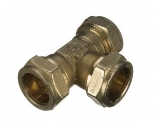 Wickes Brass Compression Equal Tee - 15mm Pack of 5