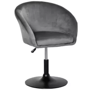 Homcom Velvet Swivel Dining Height Adjustable Armless Tub Chair Grey