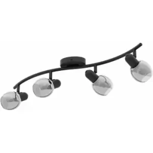 Loops - Flush Ceiling Light Black Shade Black Transparent Glass Vaporized Bulb E14 4x28W