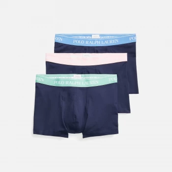 Polo Ralph Lauren Mens Classic 3 Pack Trunks - Navy Blue/Navy Pink/Navy Green - S