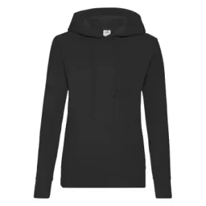 Fruit Of The Loom Ladies Lady Fit Hooded Sweatshirt / Hoodie (2XL) (Black)