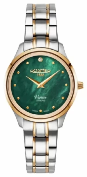 Roamer 601857 47 59 20 Venus Green MOP Diamond Dial Yellow Watch