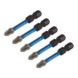 Draper Expert 05647 5pc PZ-Type Impact Screwdriver Bits, No. 2 x 50mm, 1/4" Hex