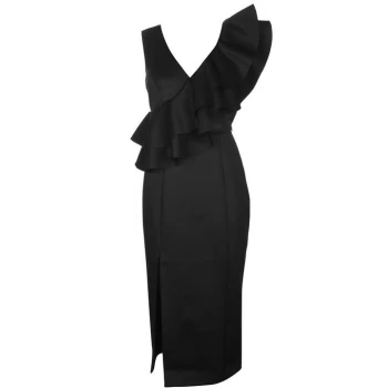 ISSA Ruffle scuba dress - Black