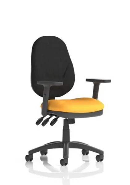 Eclipse XL III Eclipse XL Lever Task Operator Chair Black Back Bespoke Seat With Height Adjustable Arms In Yellow KCUP0907